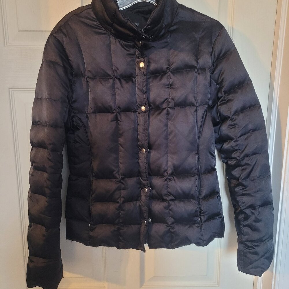 Express Duck Down Quilted Puffer Jacket High Collar M Black